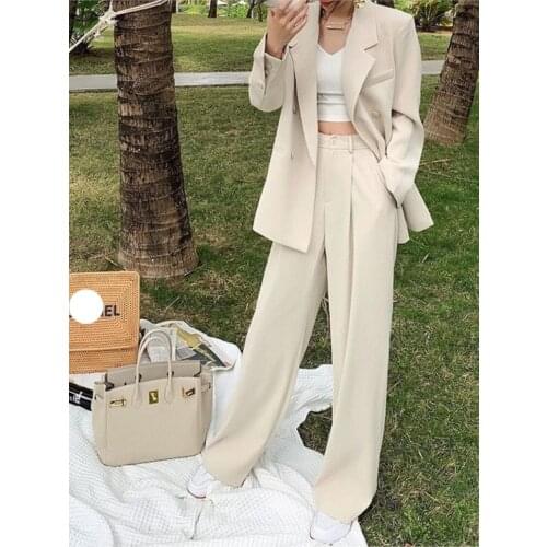 Bella Philosophy Women Office White Suit Two-Piece Pantsuit Elegant Blazer Female Set Casual Loose Pants Jacket Work Clothes