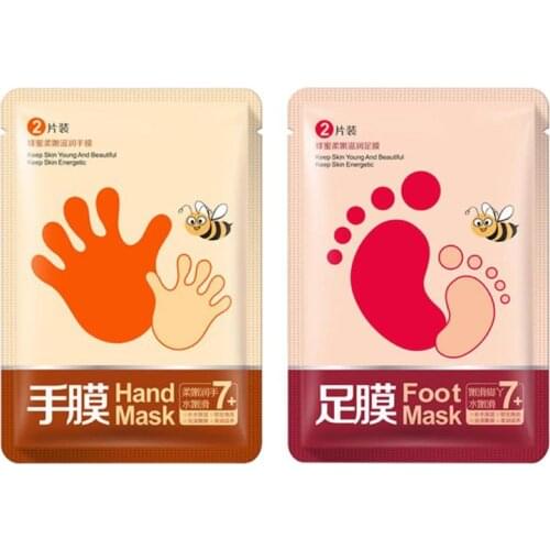 1Pair Hand/Foot Mask Honey Exfoliate Dead Skin Remove Moisturizing Whitening Peeling Hand Foot Mask spa 2018 New Arrival