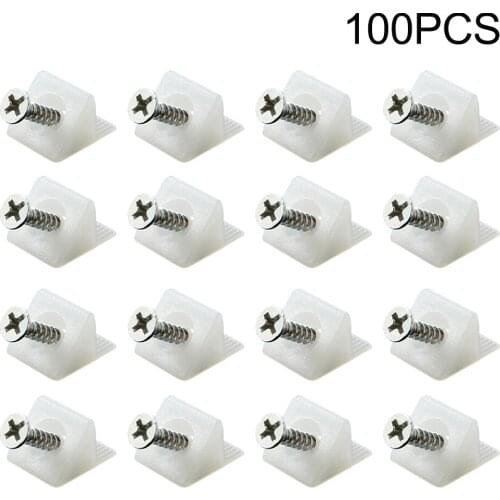 100pcs Home Plastic Cabinet Drawer Base Back Wall Clip Fastener Easy Install With Nail Durable Multifunction Furniture Accessory