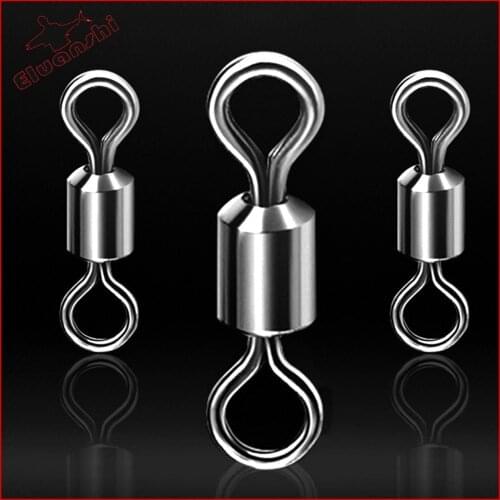100pcs Carbon Steel Bearing with safety snap solid rings rolling carp accessories fishhook hook rotative tool swivels fishing