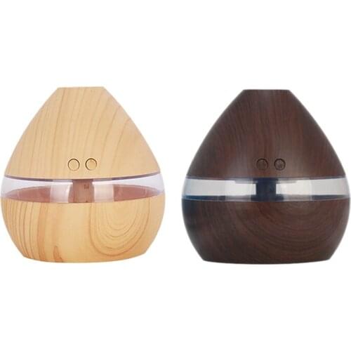 2 Pcs Aromatherapy Essential Oil Diffuser 300Ml Wood Grain Aroma Diffuser, Light Wood Color & Dark Wood Color