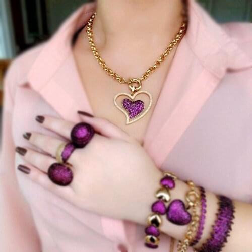 Unique Design Big Heart Shaped Pendant Necklace Gold Color Chain Punk Choker Necklaces Cubic Zirconia Boho Women bijoux jewelry