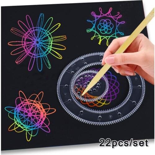 22pcs Spirograph Drawing toys Ruler set Interlocking Gears & Wheels Drawing Accessories Creative Educational Rulers For children