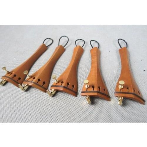 5pcs hill-style Jujube violin tailpiece4/4,w/tail guts and golden tuner