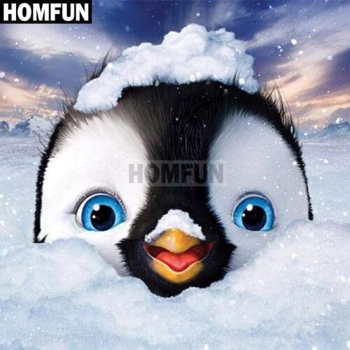 HOMFUN Full Square/Round Drill 5D DIY Diamond Painting "Snow Penguin" Embroidery Cross Stitch 5D Home Decor Gift A02420