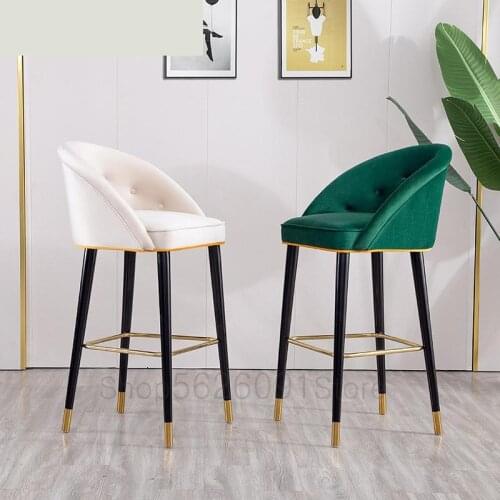 Solid wood bar chair American retro creative high chair modern minimalist fashion Nordic bar chair light luxury bar chair