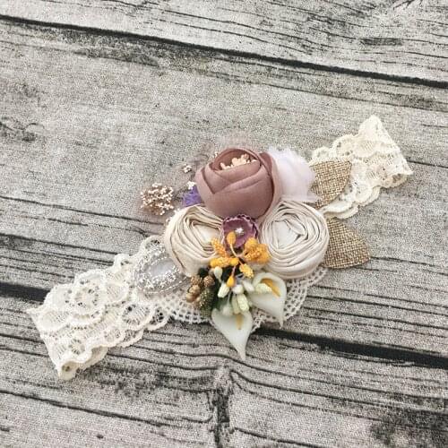 Free Shipping Dupioni Silk Flower Girl Headband Kids Hair Accessories Photo Prop