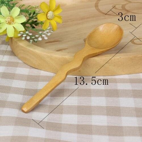Wooden Spoon Kitchen Cooking Teaspoon Condiment Utensil Coffee Spoon Kids Ice Cream Tableware Tool F20173712