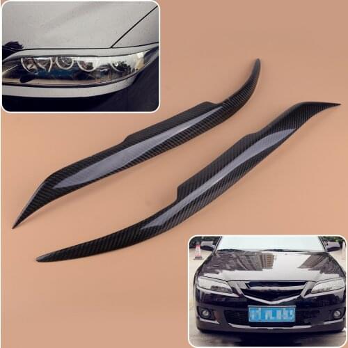 DWCX 2PCS ABS Carbon Fiber Style Car Headlight Eyebrow Eyelid Cover Trim Moulding Fit for Mazda 6 2003 2004 2005 2006 2007 2008