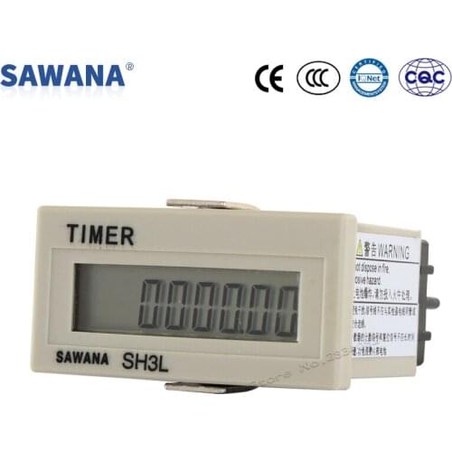 DC5-30V 100-240V AC DC Hours Meter cumulative timer Counts no voltage 999999h59m 9999H59M59S 8 digit digital Hours SH3L
