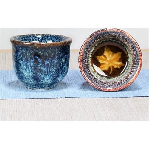 Ceramic Kung Fu Water Mug Creative Porcelain Maple Leaf Teacup Traditional Chinese Kiln Change Office Tea Cup Drinkware Gift