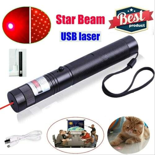 High Power USB Laser Pointer Pen Sight Laser 5MW Powerful Green Red Laser Device Survival Tool Beam Light +18650 battery