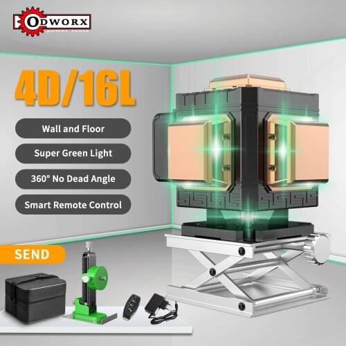 ODWORX 16/12 Lines 3D Green Laser Level Horizontal And Vertical Cross Lines With Auto Self-Leveling, Indoors and Outdoors