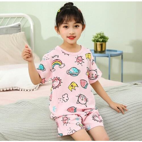 Summer Short Sleeve Print Tops with Shorts 2pcs Clothing Sets Kids Clothes Girls for 3 5 7 8 9 10 11Years Boy Sets Girls Outfits