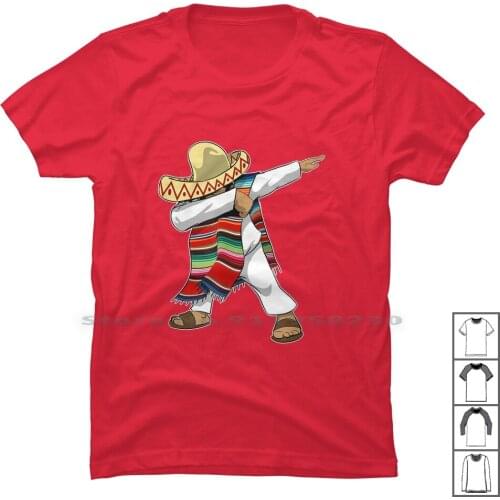 Mexican Poncho Dabbing T Shirt 100% Cotton Mexican Guitar Party Music Dance Chili Flag Dab Me Music