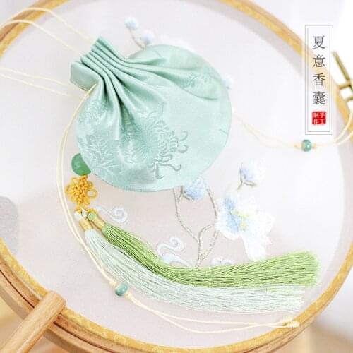 Pouch Embroidery Silk Cross stitch antique Cross-stitch Sachet Stitching accessories sachet pendant Tassel Brocade bag