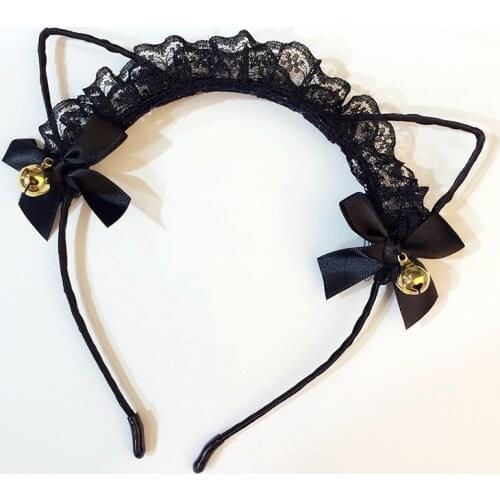 Cute Cat-Ears Headband with Bow and Small Bell Kids Party Hairband Wholesale 12pcs/lot Fashion Hair Accessories for Girls