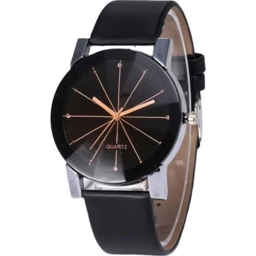 Men Women Watch Luxury Design Leather Strap Line Analog Quartz Ladies Wrist Watches Fashion Couple Watches Montre Femme Relogio