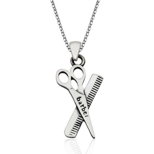Real Silver 925 Jewelry Silver Barber Men 'S Necklace