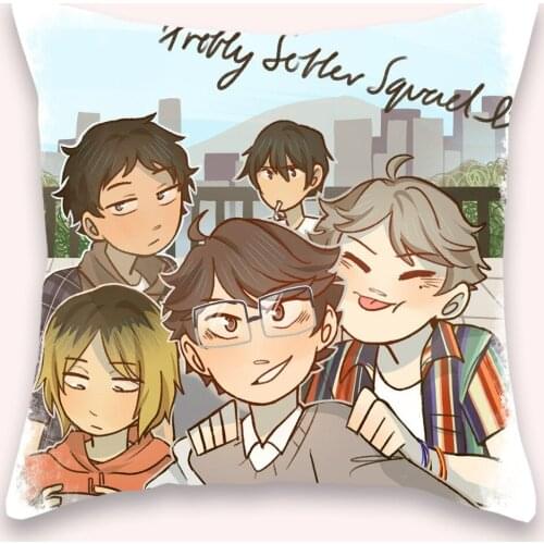 Cartoon Volleyball Teenager Print Pillowcase Cartoon Character Image Cushion Cover Pillow Covers Decorative