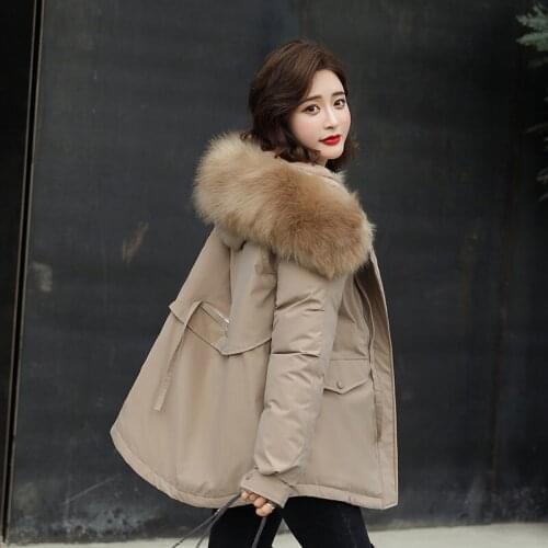 2021 New Classic Warm Faux Fur Fur Collar Women Coat Cotton Clothes Fashion Jacket Loose Winter Clothing Warm Coat Women Trendy