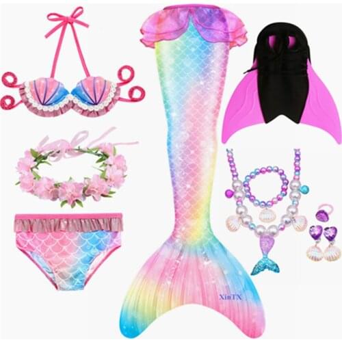New Arrival Kids Girls Mermaid tail for Swimming Children Fantasy Beach Bikini Set Birthday Dress Gift for Girl Costume