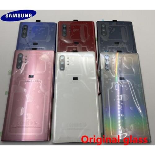 Original Glass For Samsung Galaxy NOTE 10 PLUS N970 N975 Back Battery Cover Door Rear Housing Case Replacement + Adhesive Sticke