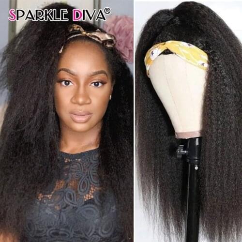 Kinky Straight 360 Headband Human Hair Wigs Peruvian Full Machine Made Wig 150 Dens Remy Human Hair Wigs For Black Women No Glue