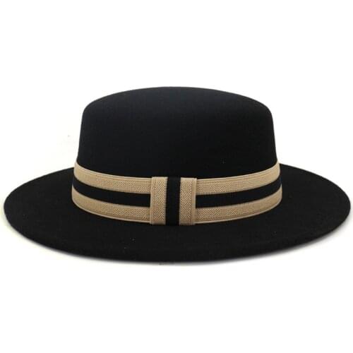 2021 Sombrero New Wool Winter Hat Round Felt Hat Big Brim Women Spring Autumn Flat Woolen Top Fedora Hat Gorros