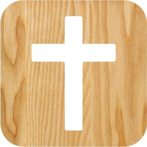 3D Wooden Cross USB Night Light LED Table Lamp Novelty Kids Bedroom Coffee Shop Decoration 896B