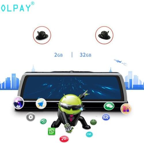 OLPAY 4 Lens WIFI ADAS Car DVR Radar Detector Camera GPS Video Recorder 4G 10 inch 1080P Rearview Mirror Anti Radar Dash Cam