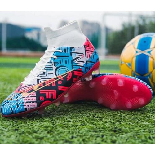 Top High Soccer Turf Shoes Football Boots Professional Trainers New Design Mens Kids Long Spikes Football Shoes Chuteira Futebol