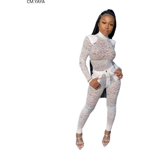2020 Winter Spring Women sets Turtleneck Full Sleeve Top Pants Suit Two Piece Set Casual Tracksuits Lace Fitness Outfits GL9583