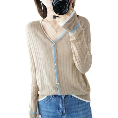 2021Spring Autumn New Knit Sweater Cardigan Women Jacket Korean Long Sleeve Wild V-neck Loose Short Female Tops Women Clothing