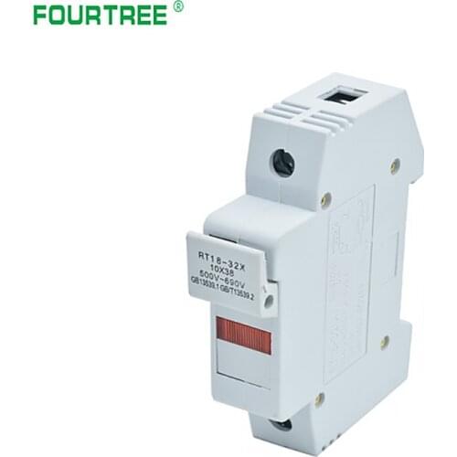 1Set Fuse Holder Base Fast Blow Ceramic RT18-32X With LCD Led Light Suit for 10x38 RO15 RS15 DIN Rail Mount