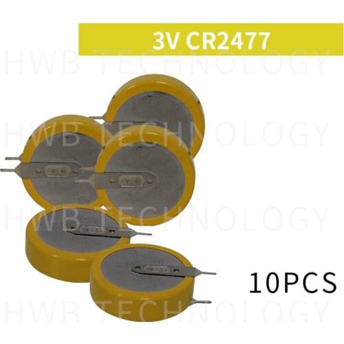 10PCS 3V CR2477 950mAh welding foot vertical card with button batteries Feet exposed 4MM personnel positioning Free shipping