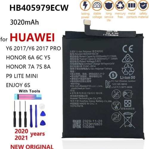 100% Original 3020mAh HB405979ECW Battery For Huawei P9 Lite Mini Nova Enjoy 6S Honor 6A 6C 7A/7A Pro 7S 8A Y5 Y6/Y6 Pro 2017