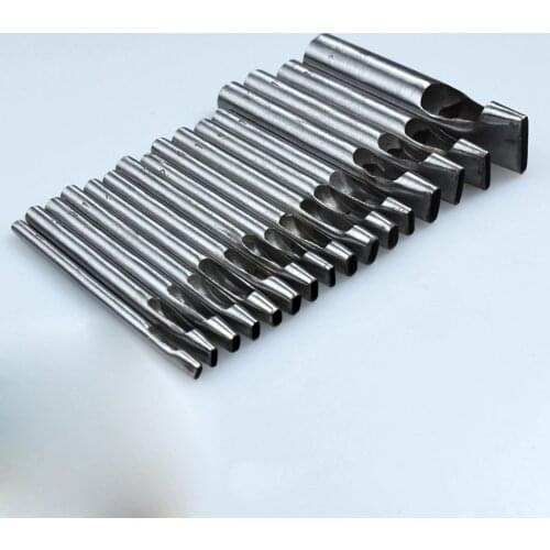 18 types Oblate Elliptical Leather Punch Craft Hole Tool Belts Trimming Full Set