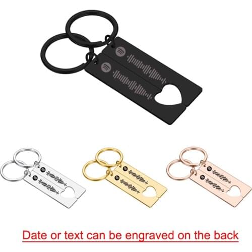 2pcs Lovers Keychain Accessories Spotify Scan Code Key Chain Stainless Steel Jewelry Spotify Music Song Code Custom Gifts Couple