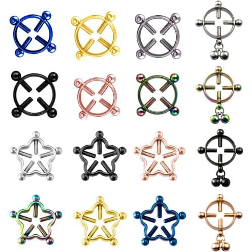 2pcs Stainless Steel Nipple Ring Fake Non Piercing Breast Nail Screw Shield Clamp Adult Game for Women Sexy Body Jewelry Gift