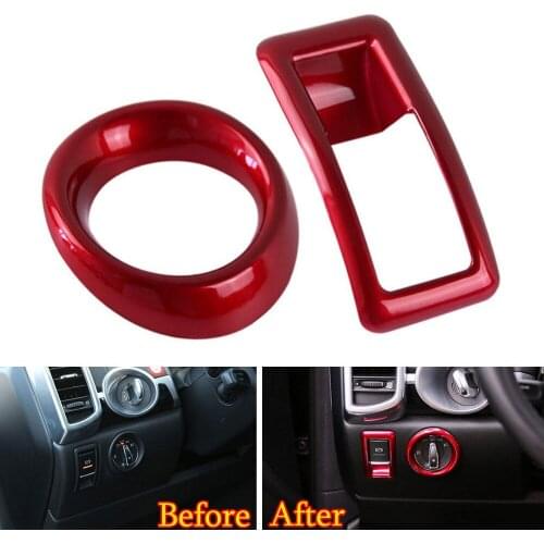2x Auto Inner Headlight Switch Adjustment Knob Cover Trim Sticker Fit For Porsche Cayenne 2011-16 Car Styling Interior Accessory