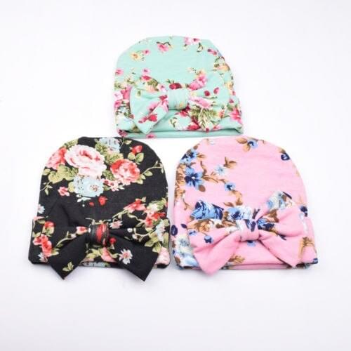2019 Brand Cute Newborn Baby Infant Girl Toddler Comfy Bowknot Hospital Cap Beanie Hat 3 Colours