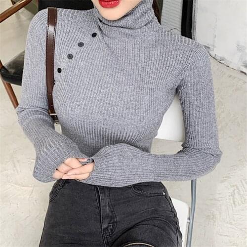 2021 Trendy Autumn Clothes Women Turtleneck Sweater Knit Tops Pullover Fashion Solid Knitted Sweaters Mujer Winter Undershirt