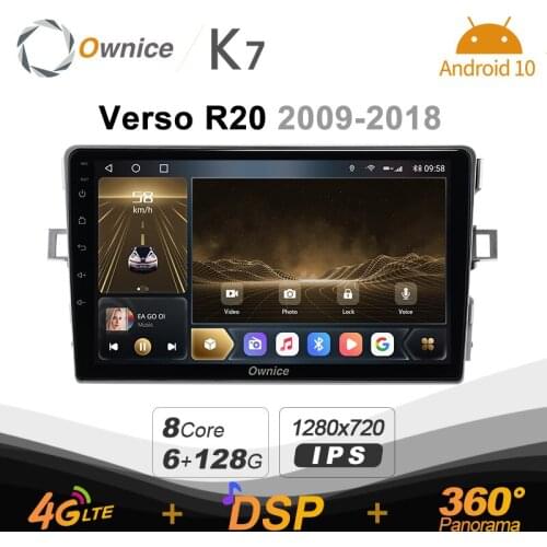 K7 Ownice 6G+128G Android 10.0 Car Radio For Toyota Verso R20 2009 - 2018 Multimedia Audio 4G LTE GPS Navi 360 BT 5.0 Carplay