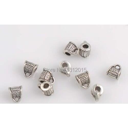 Free shipping 50PCs Antique Silver Bail Beads Spacer Beads Fit Charm Bracelet 8x7mm YTC0044