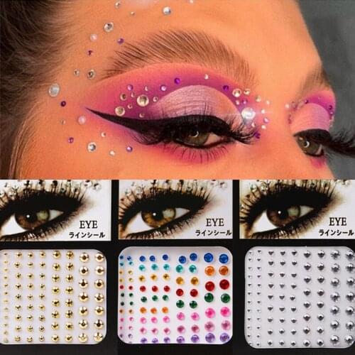 Glitter Diamond Eyeliner Eyeshadow Face Rhinestone Sticker Jewelry Eye Makeup Creativity Crystal Stickers Tattoo Sticker 6 Color