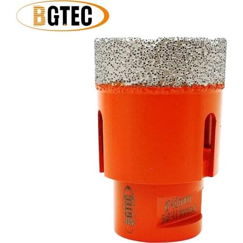 BGTEC 1pc 40mm Vacuum brazed Dry Drilling Core Bit 5/8-11 Thread crown porcelain tile Drill Bit granite, marble Hole Saw