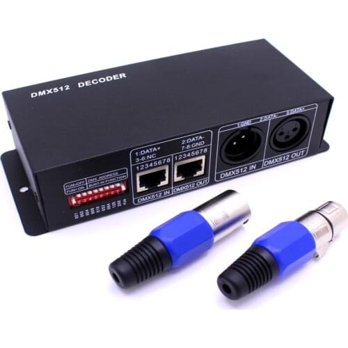 DC12-24V DMX512 Decoder LED Controller 3CH 4Channel Driver RGB/RGBW for 5050 3528 RGB RGBW LED Strip Light