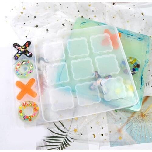 DIY XO Chess Game Classic Silikon Form Molde Resina Epoxi Tictactoe Board Mould Resin Mold Silcone For Parent-Child Interaction