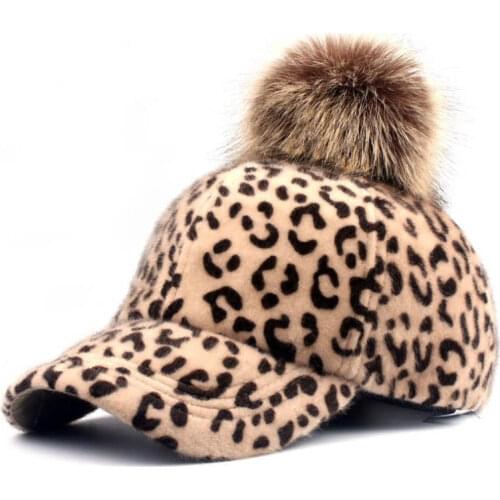 Doitbest Children Hip Hop Baseball Cap Wool leopard hairball kids Winter Hat Boys Girls snapback Caps Parent-child caps